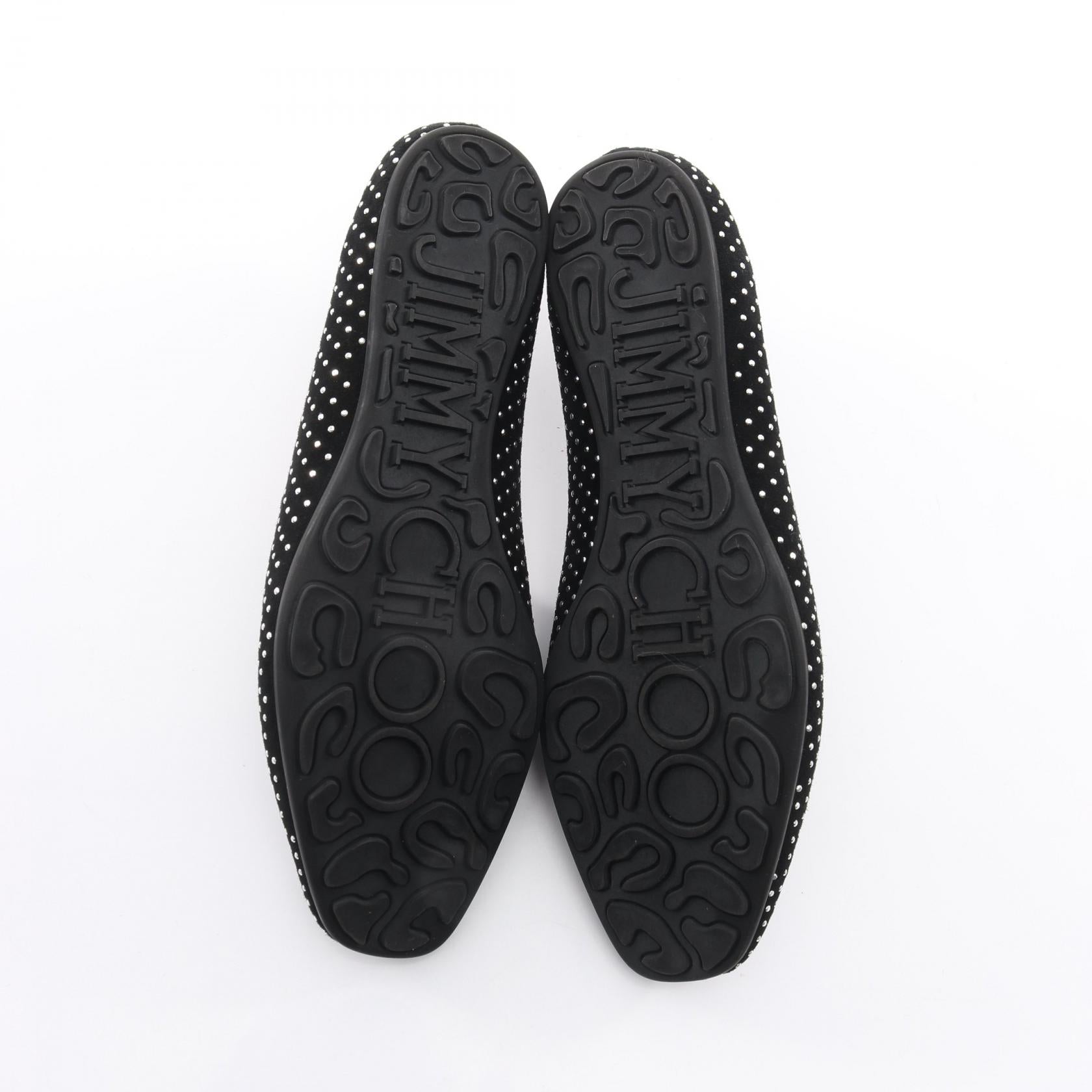 フラットシューズ スエード ブラック ラインストーン ジミーチュウ – RECLO