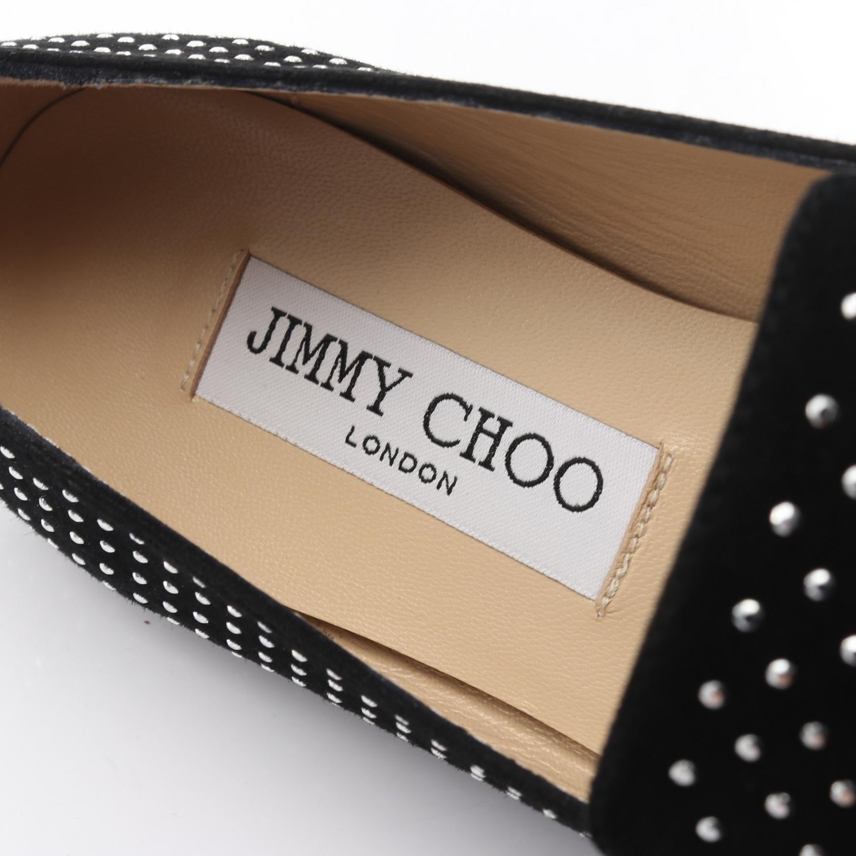 JIMMY CHOO ブラック スエード フラットシューズ ジミーチュウ バレエシューズ フラットシューズ アデフラット ブラック