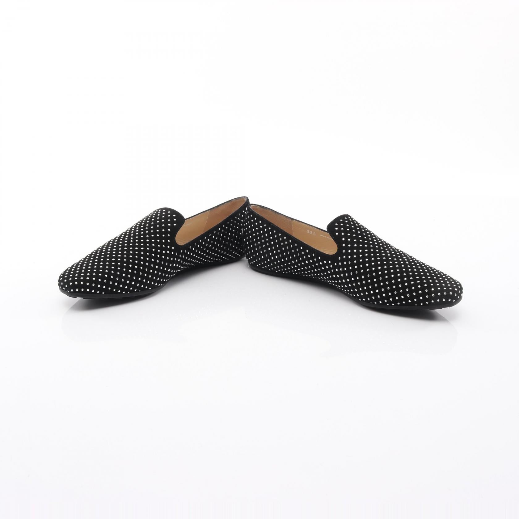 フラットシューズ スエード ブラック ラインストーン ジミーチュウ – RECLO