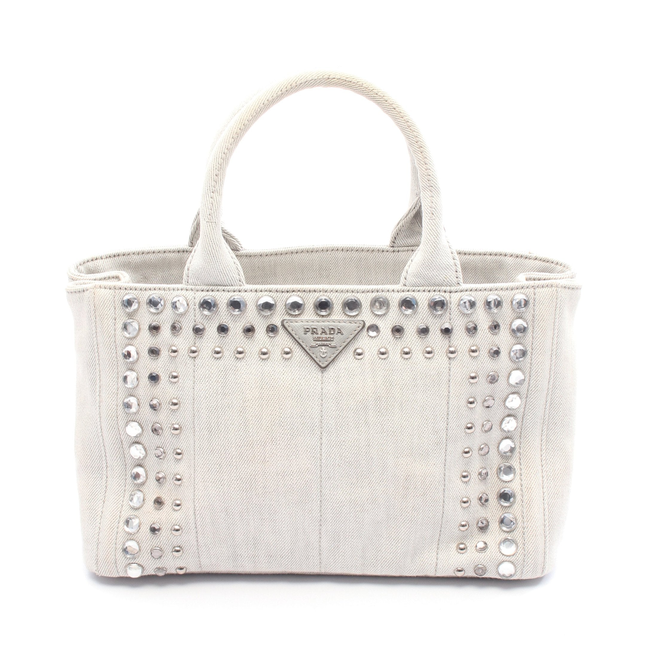 CANAPA カナパ ハンドバッグ トートバッグ デニム グレー ビジュー