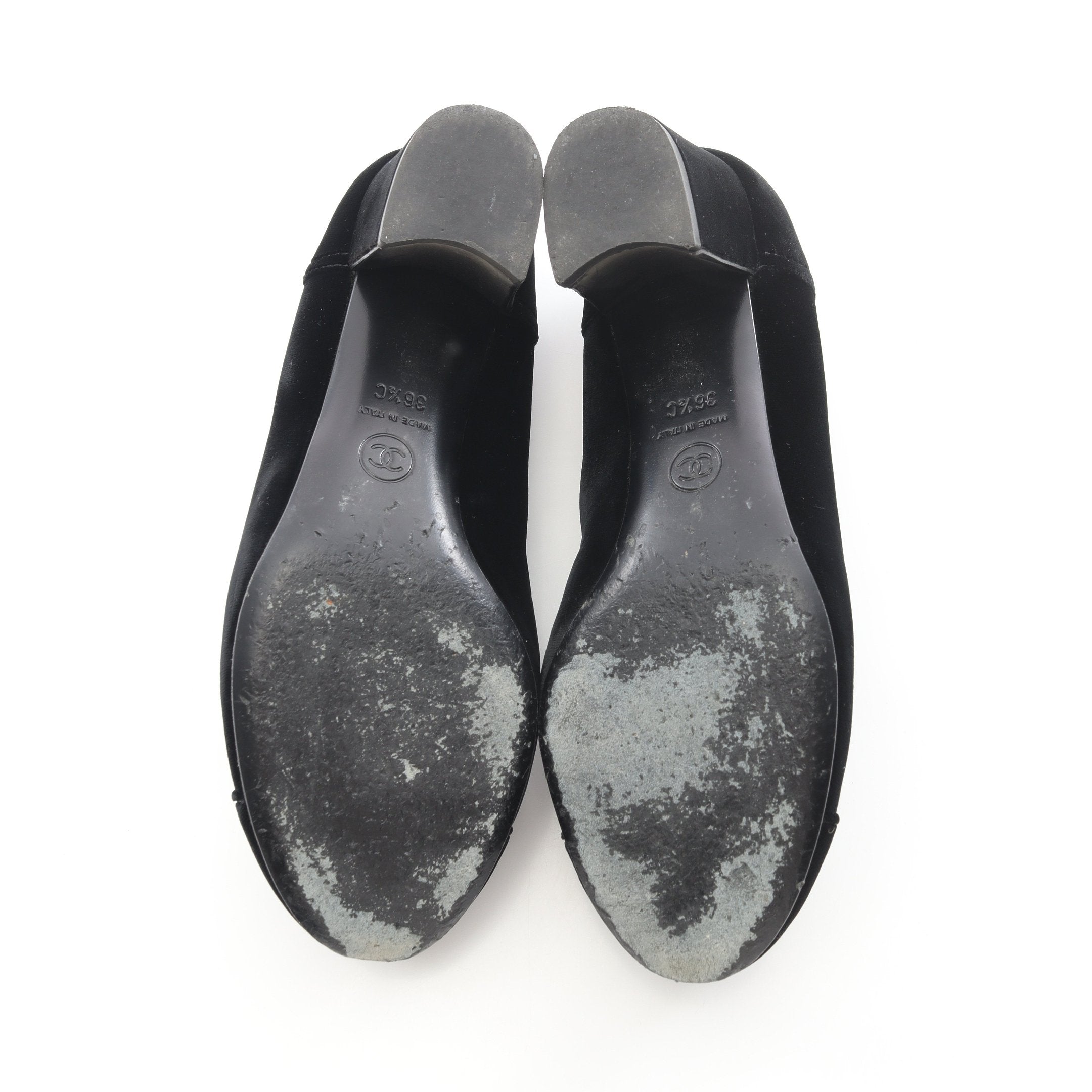 CHANEL　シャネル　カメリア　パンプス　ココマーク　ブラック　黒　38 カメリア ココマーク パンプス ベロア ブラック シャネル – RECLO