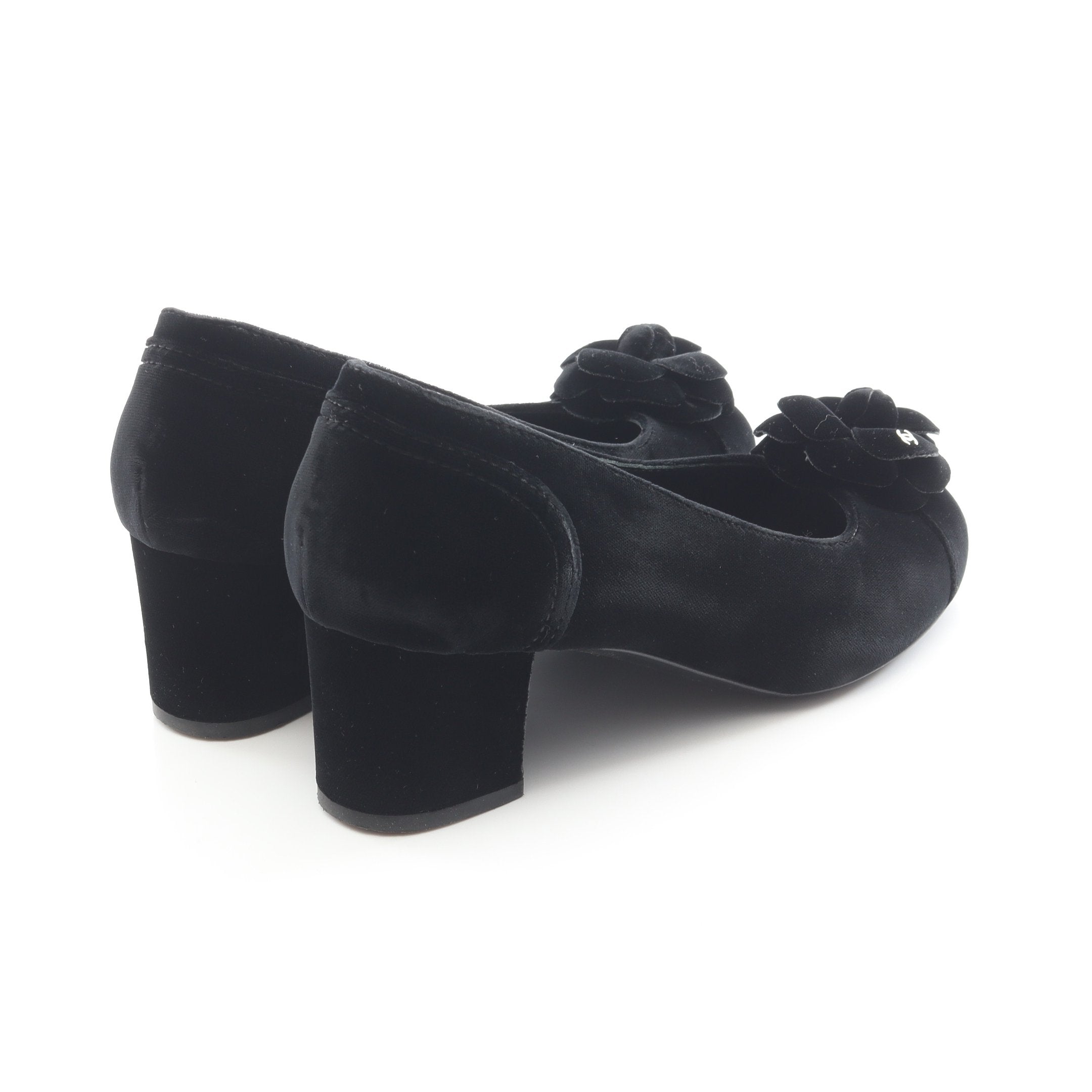 ■ □ 44997★シャネル パンプス ココマーク カメリア ブラック ベロア カメリア ココマーク パンプス ベロア ブラック シャネル – RECLO