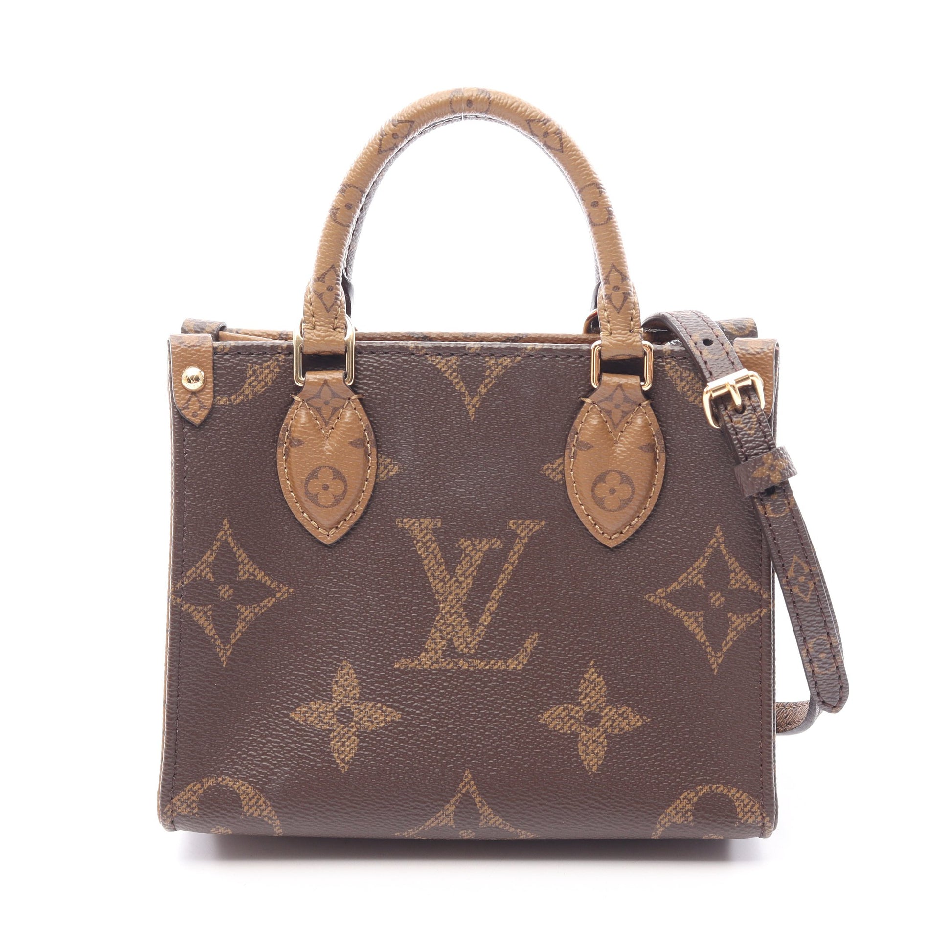 オンザゴーBB モノグラムリバース 2WAY ハンドバッグ PVC レザー ブラウン ライトブラウン ルイヴィトン バッグ LOUIS VUITTON