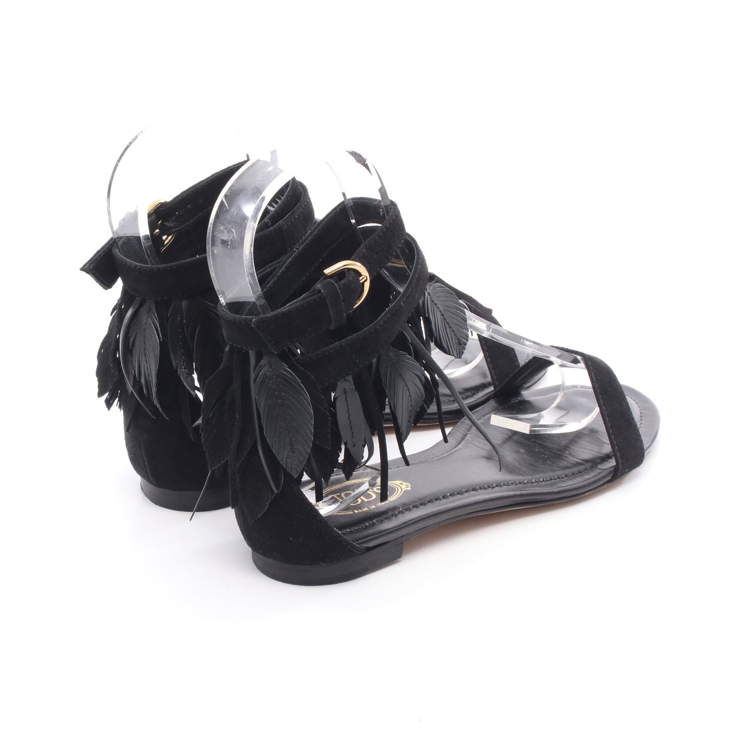 フリンジ付き サンダル スエード ブラック トッズ シューズ TOD'S