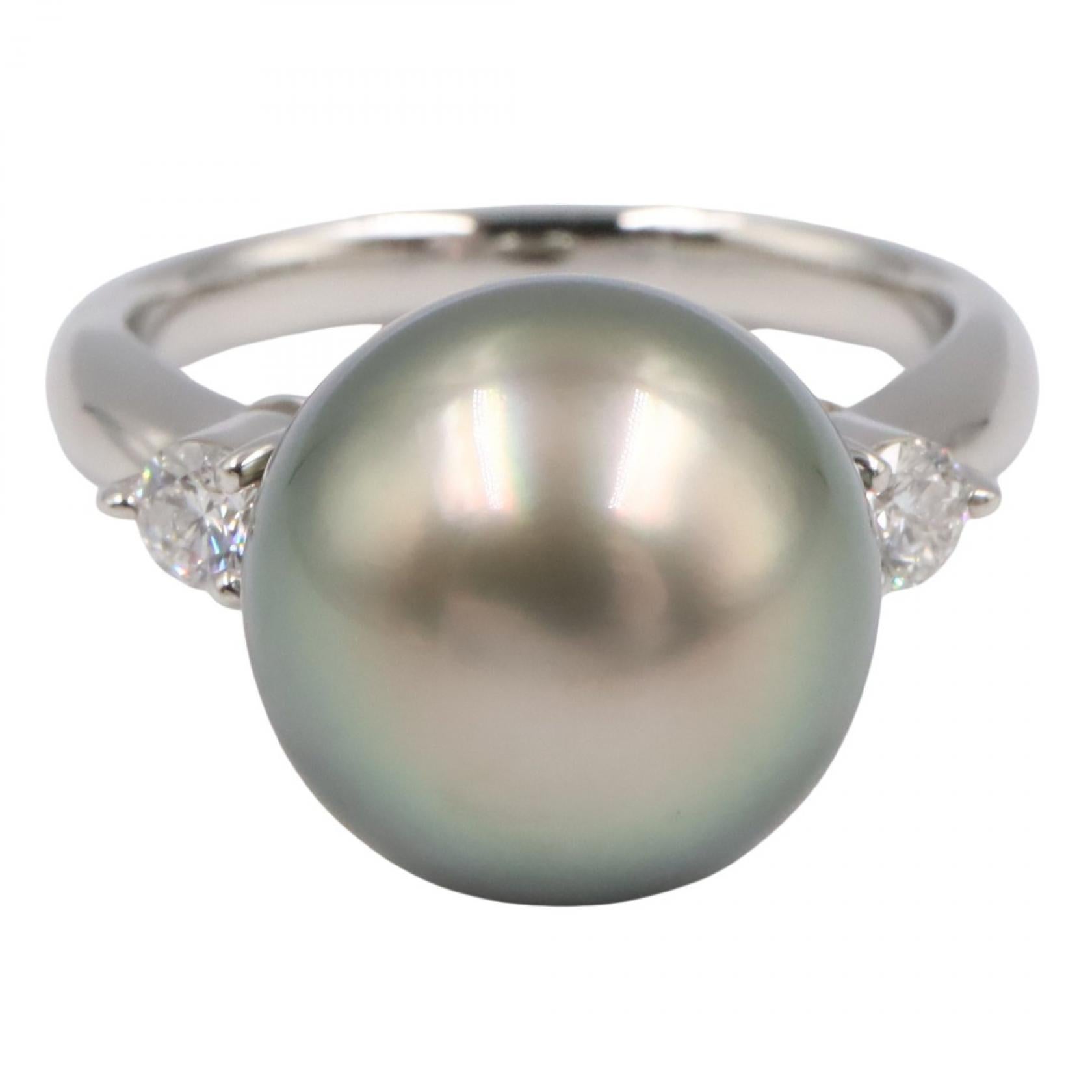 タヒチパール ダイヤモンド リング リング 指輪 PT900 ダイヤモンド