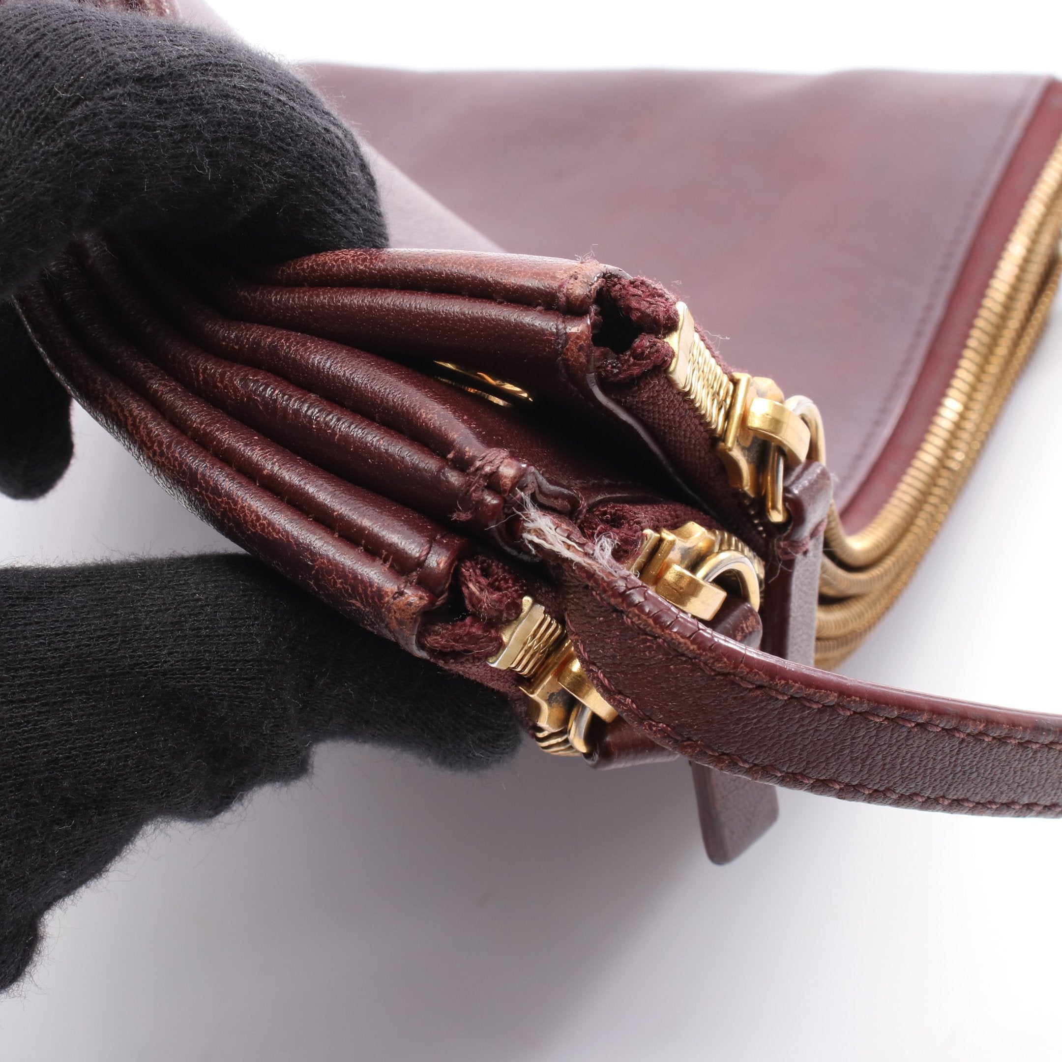 TRIO LARGE トリオ ラージ ショルダーバッグ レザー ボルドー セリーヌ