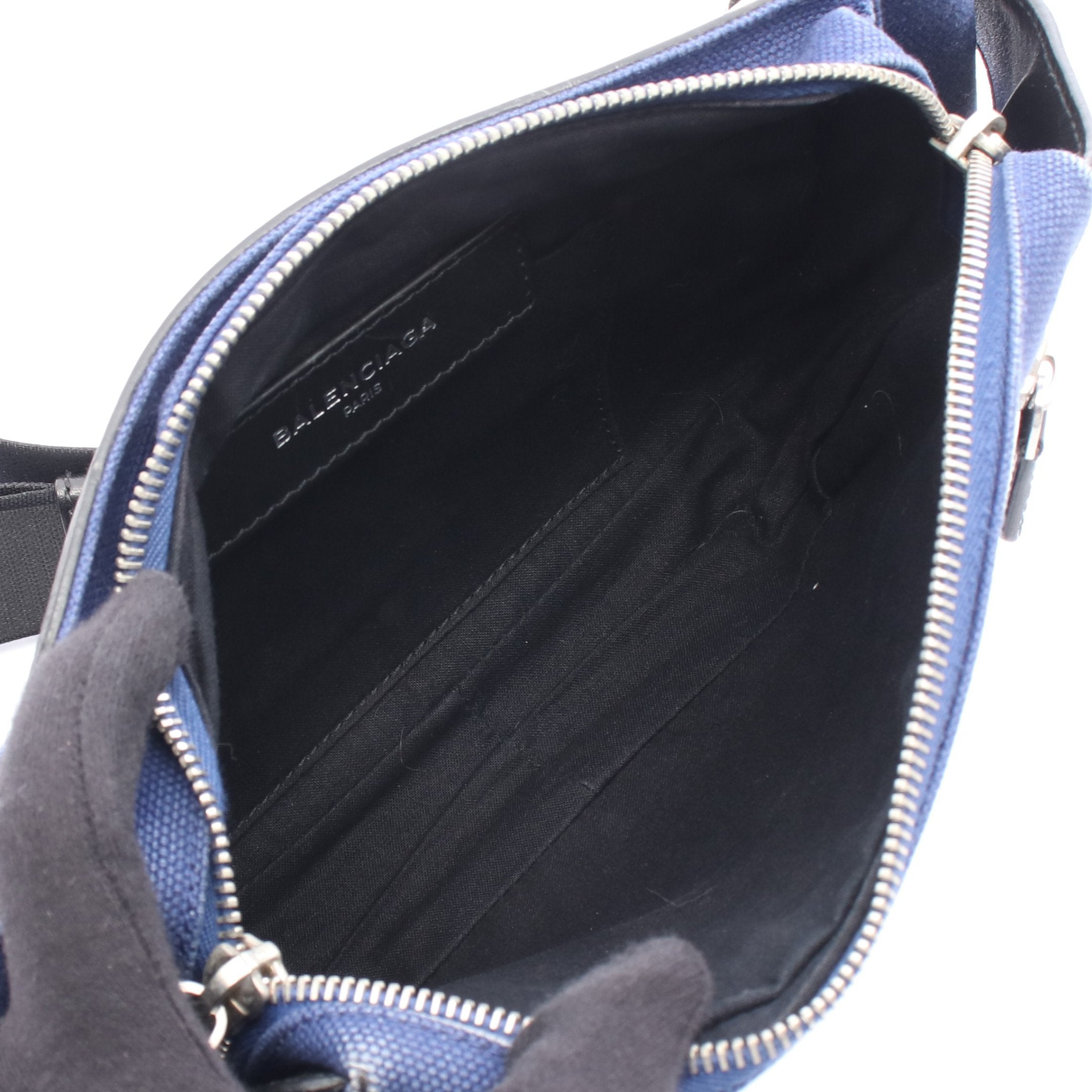 BALENCIAGA ボディバッグ ネイビー ベルトバッグ ボディバッグ ウエストバッグ キャンバス レザー
