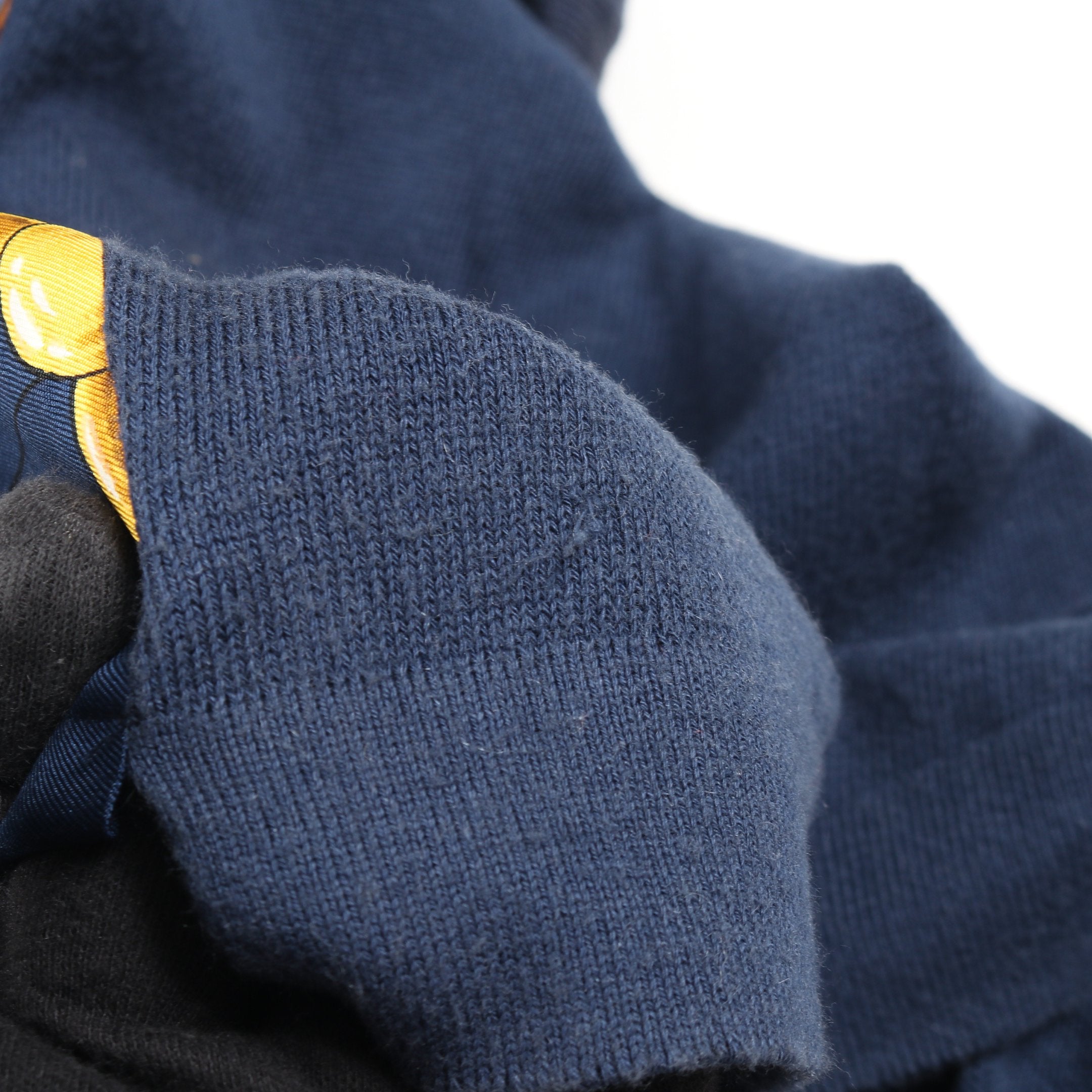 ニット シャツ スカーフ チェーン シルク コットン カシミヤ ネイビー