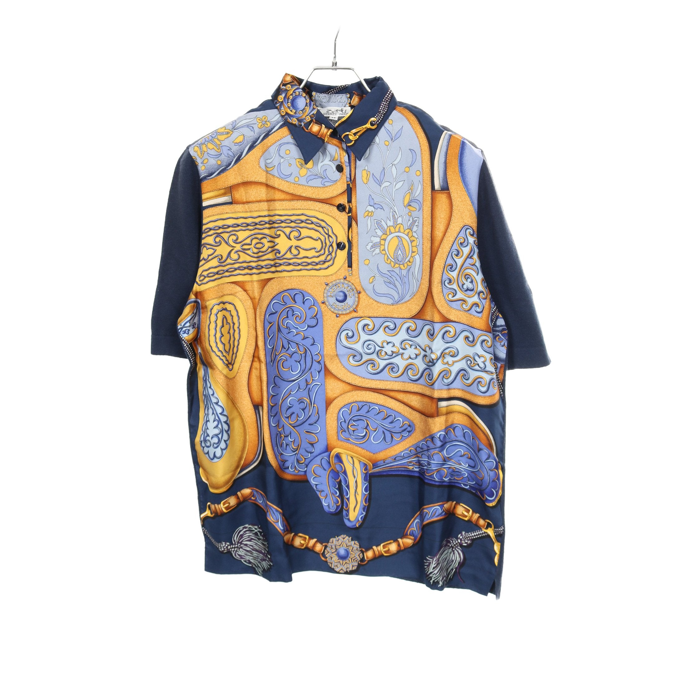 ニット シャツ スカーフ チェーン シルク コットン カシミヤ ネイビー