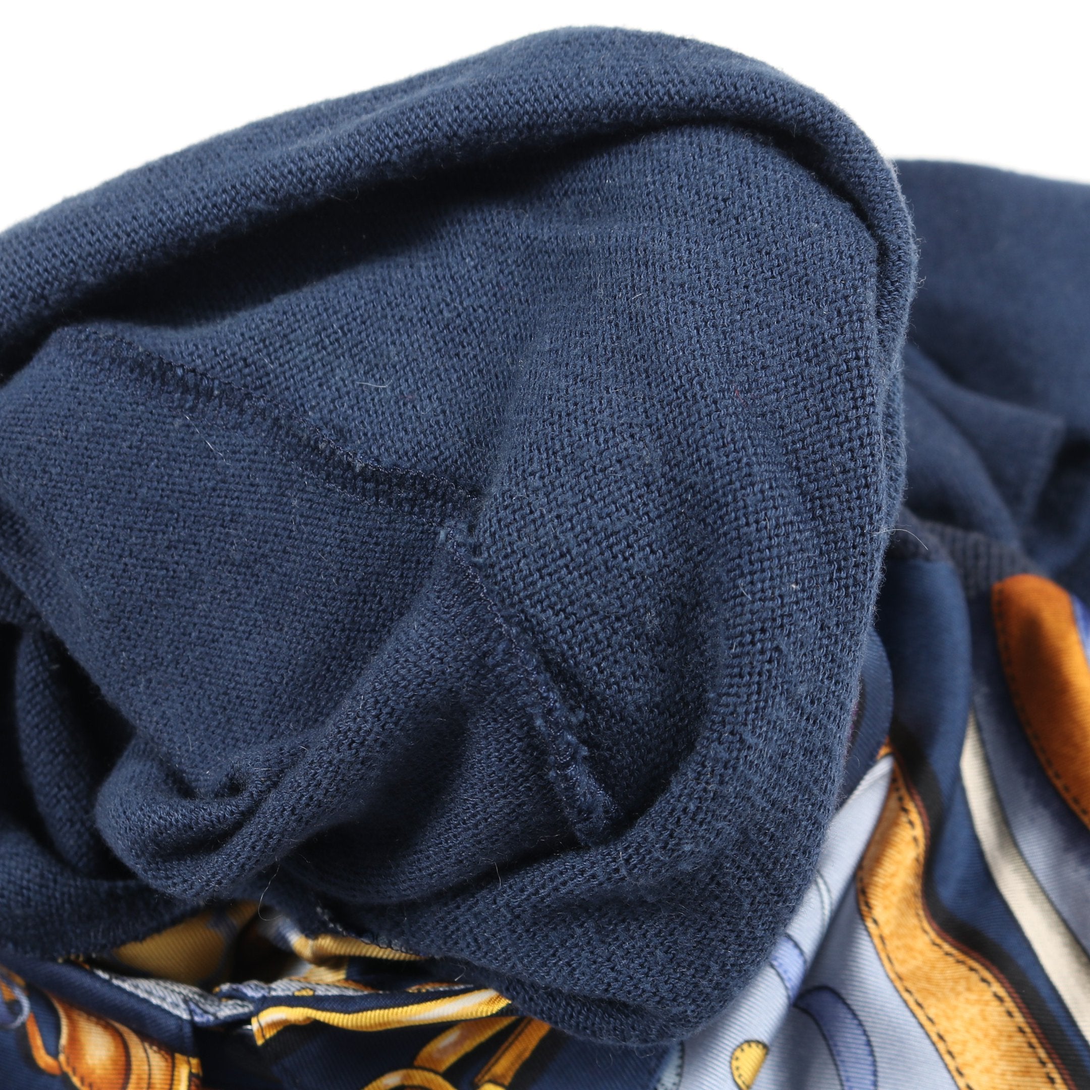 ニット シャツ スカーフ チェーン シルク コットン カシミヤ ネイビー