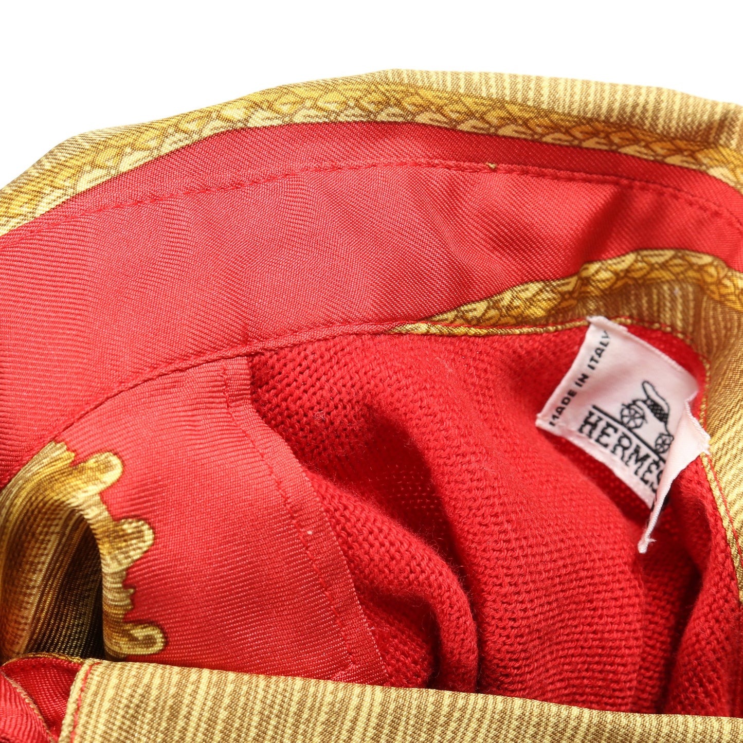 ニット シャツ スカーフ チェーン シルク コットン ウール レッド ゴールド 切替 エルメス トップス HERMES