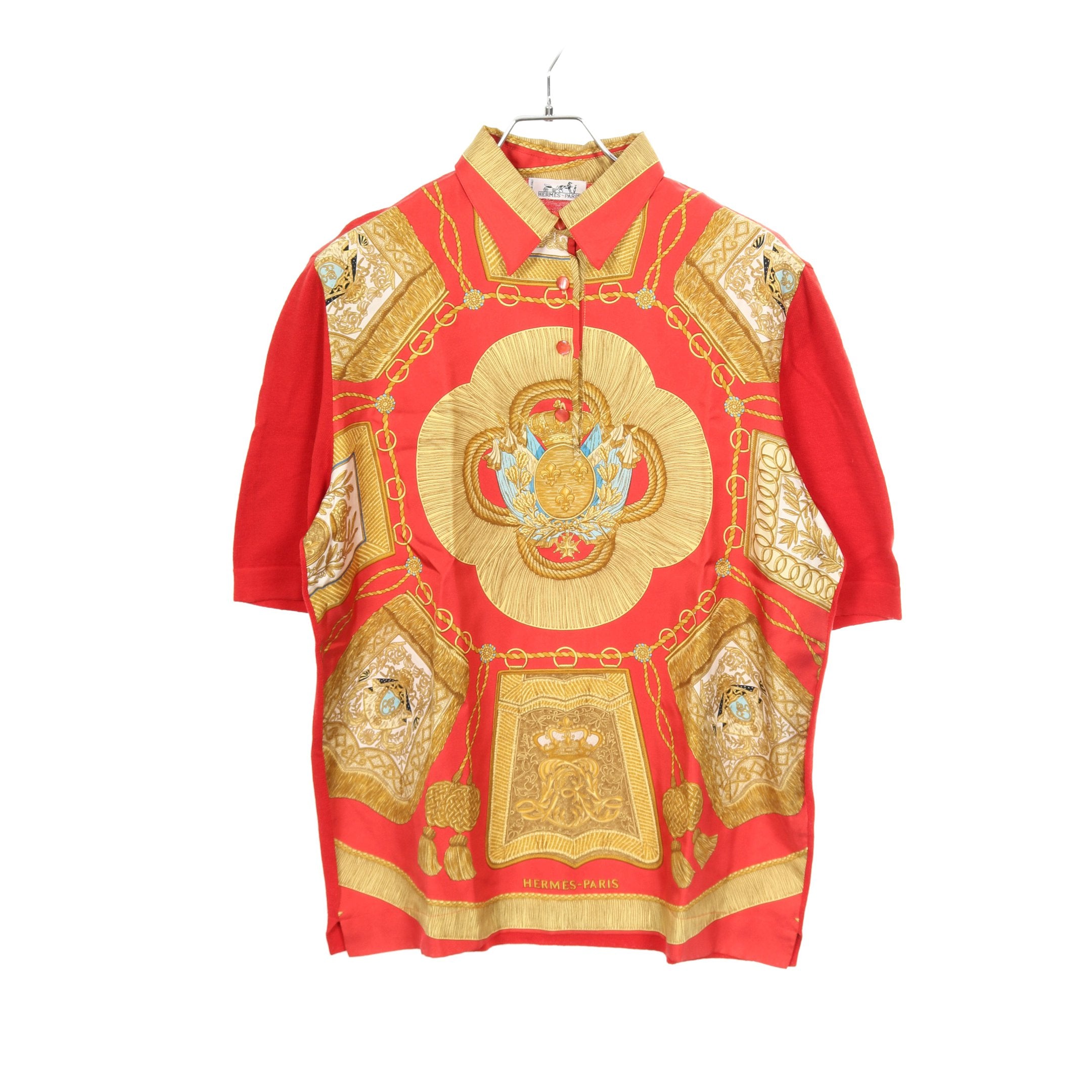 ニット シャツ スカーフ チェーン シルク コットン ウール レッド