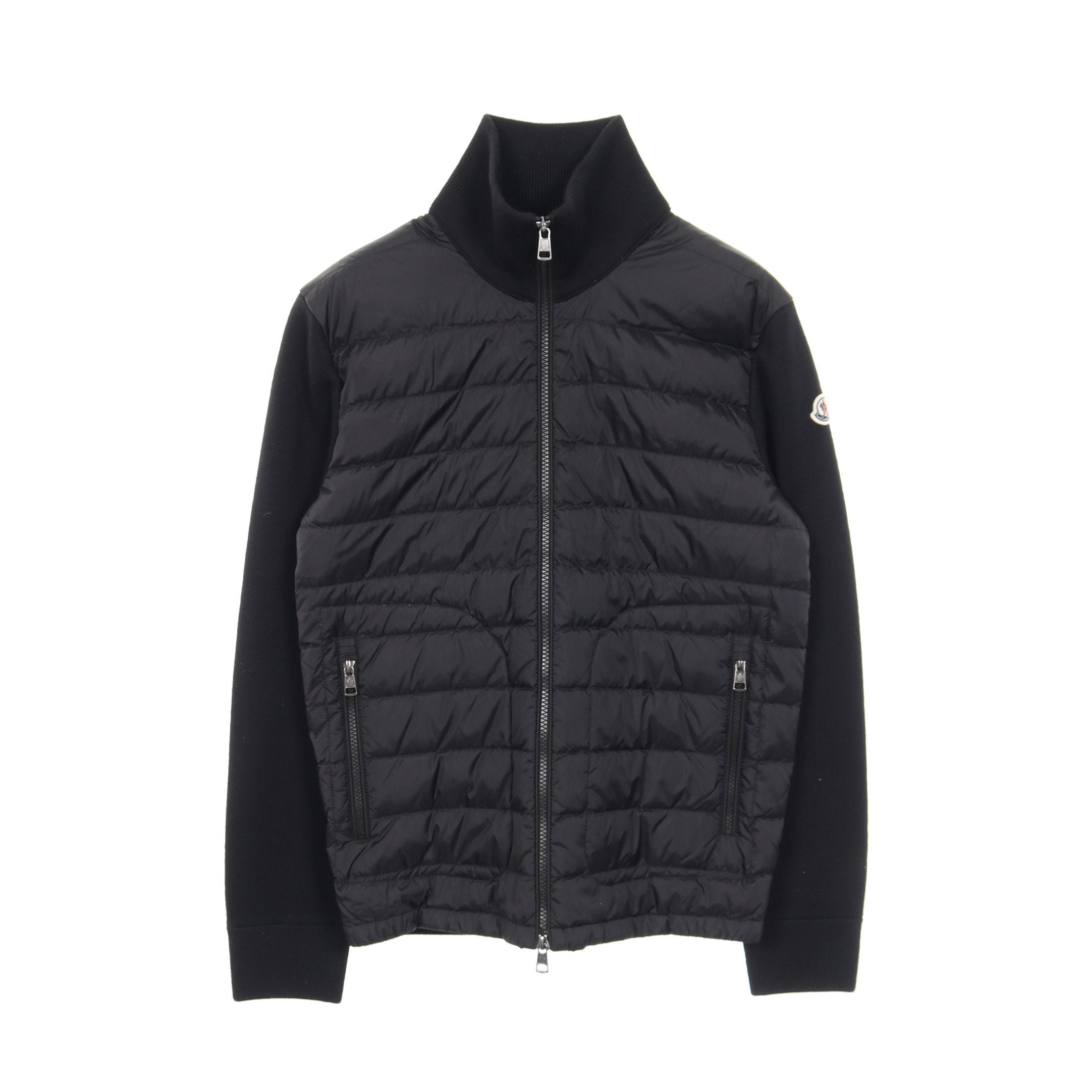 【極美品】MONCLER カーディガン ダウン 切替 ブラック L MONCLER - 【極美品】MONCLER カーディガン ダウン 切替 ジップアップ