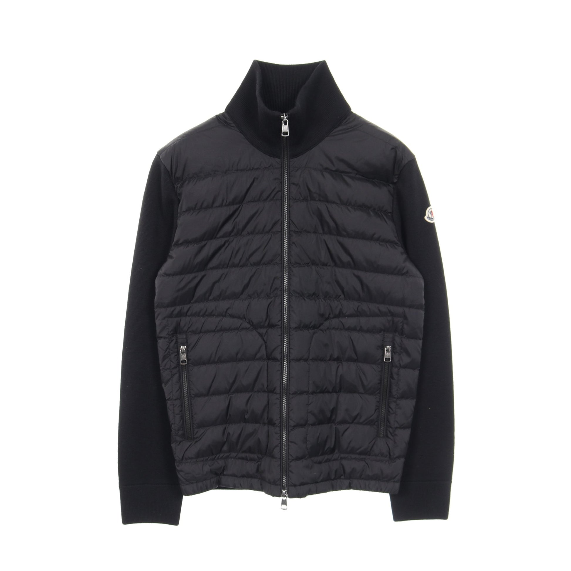 カーディガン ダウンジャケット ナイロン ウール ブラック 切替 モンクレール アウター MONCLER