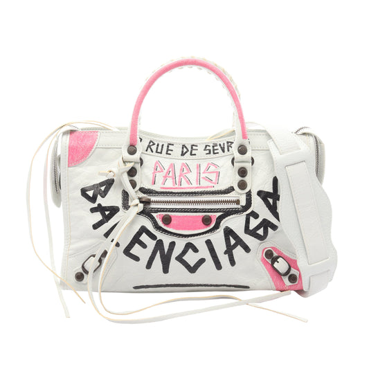 CLASSIC CITY S クラシック シティ S ハンドバッグ レザー ライトグレー マルチカラー 2WAY バレンシアガ バッグ BALENCIAGA