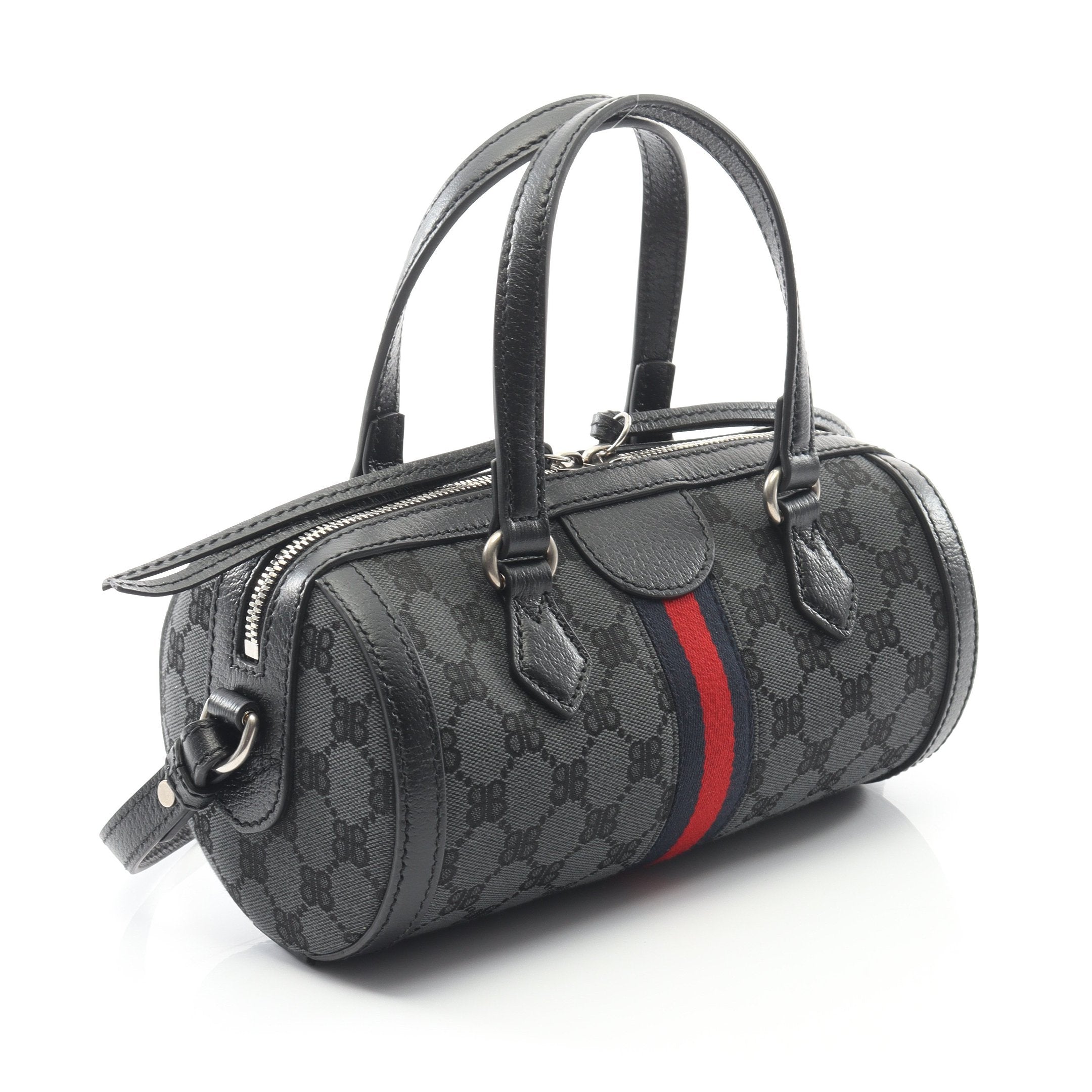 BALENCIAGA × GUCCIHACKER ハンドバッグ キャンバス レザー ブラック