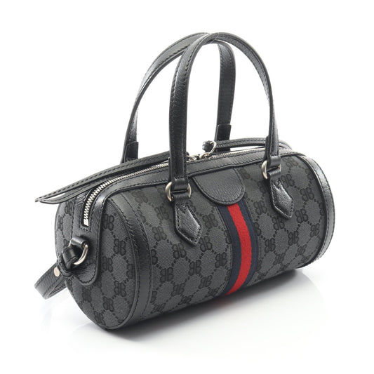 BALENCIAGA × GUCCIHACKER ハンドバッグ キャンバス レザー ブラック マルチカラー 2WAY バレンシアガ バッグ BALENCIAGA