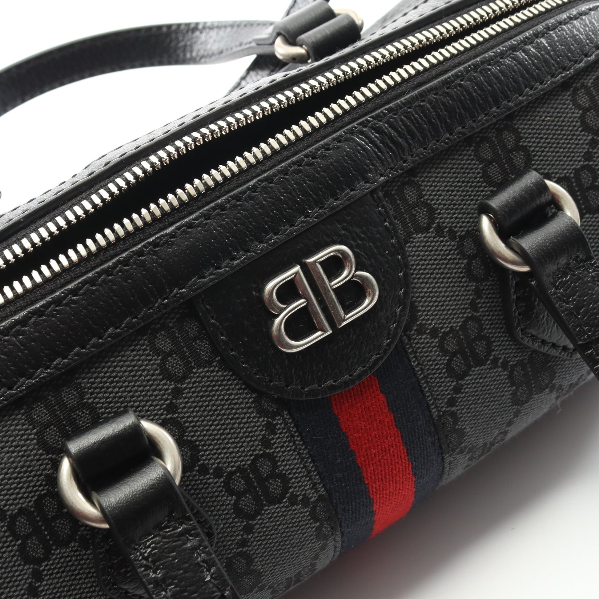 BALENCIAGA × GUCCIHACKER ハンドバッグ キャンバス レザー ブラック マルチカラー 2WAY バレンシアガ バッグ BALENCIAGA