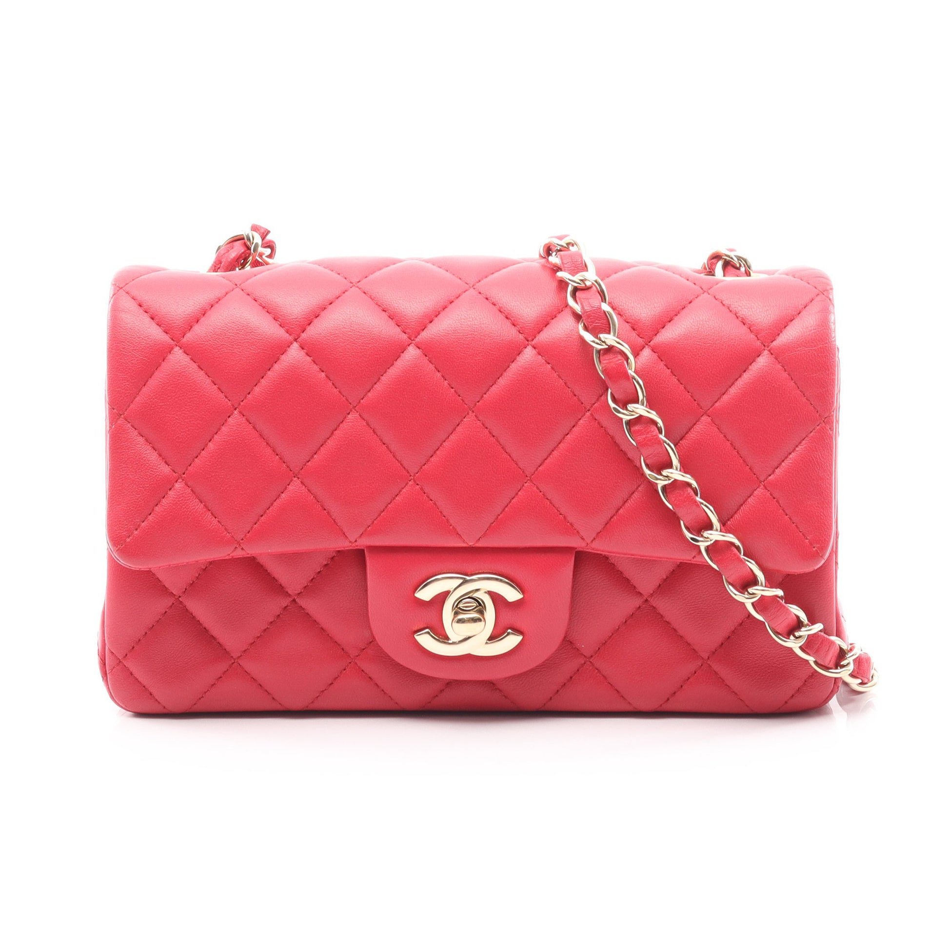 ミニマトラッセ20 チェーンショルダーバッグ ラムスキン レッド ゴールド金具 シャネル バッグ CHANEL
