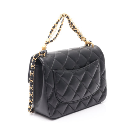 マトラッセ チェーンショルダーバッグ ラムスキン ブラック ゴールド金具 2WAY シャネル バッグ CHANEL