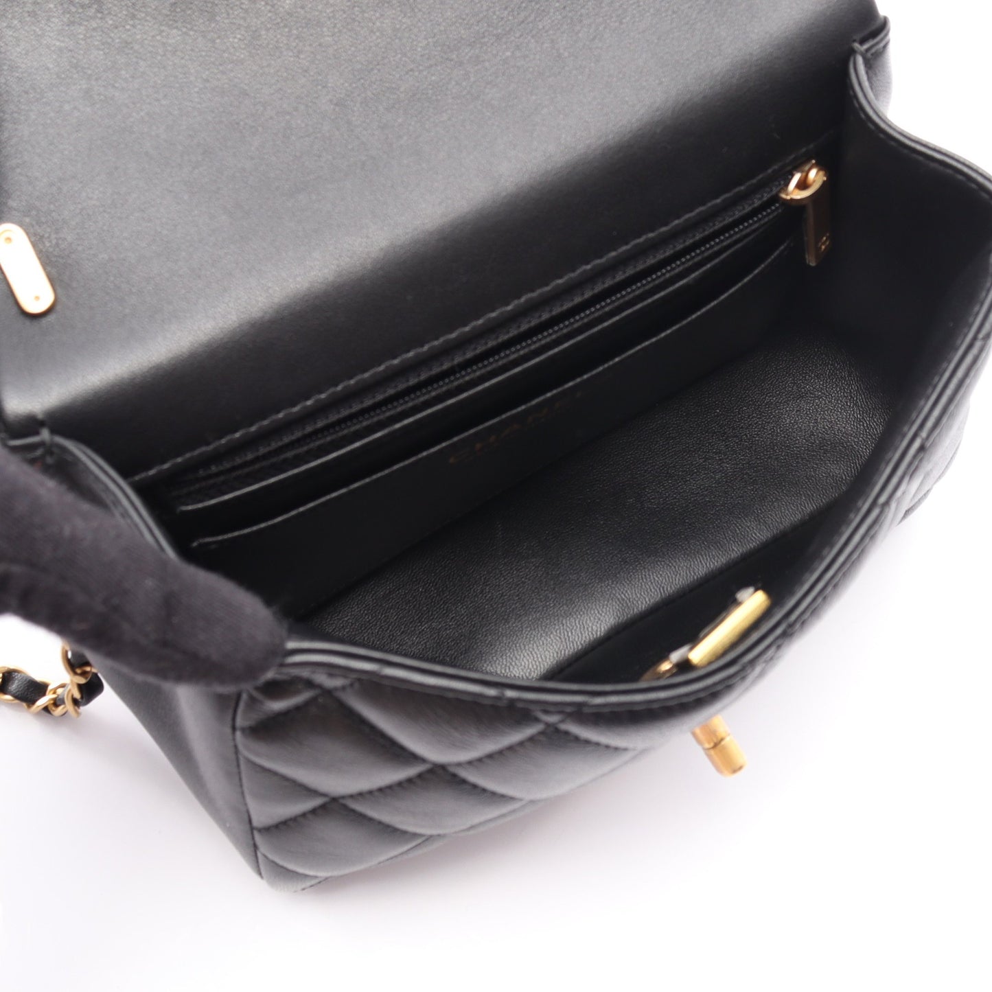 マトラッセ チェーンショルダーバッグ ラムスキン ブラック ゴールド金具 2WAY シャネル バッグ CHANEL