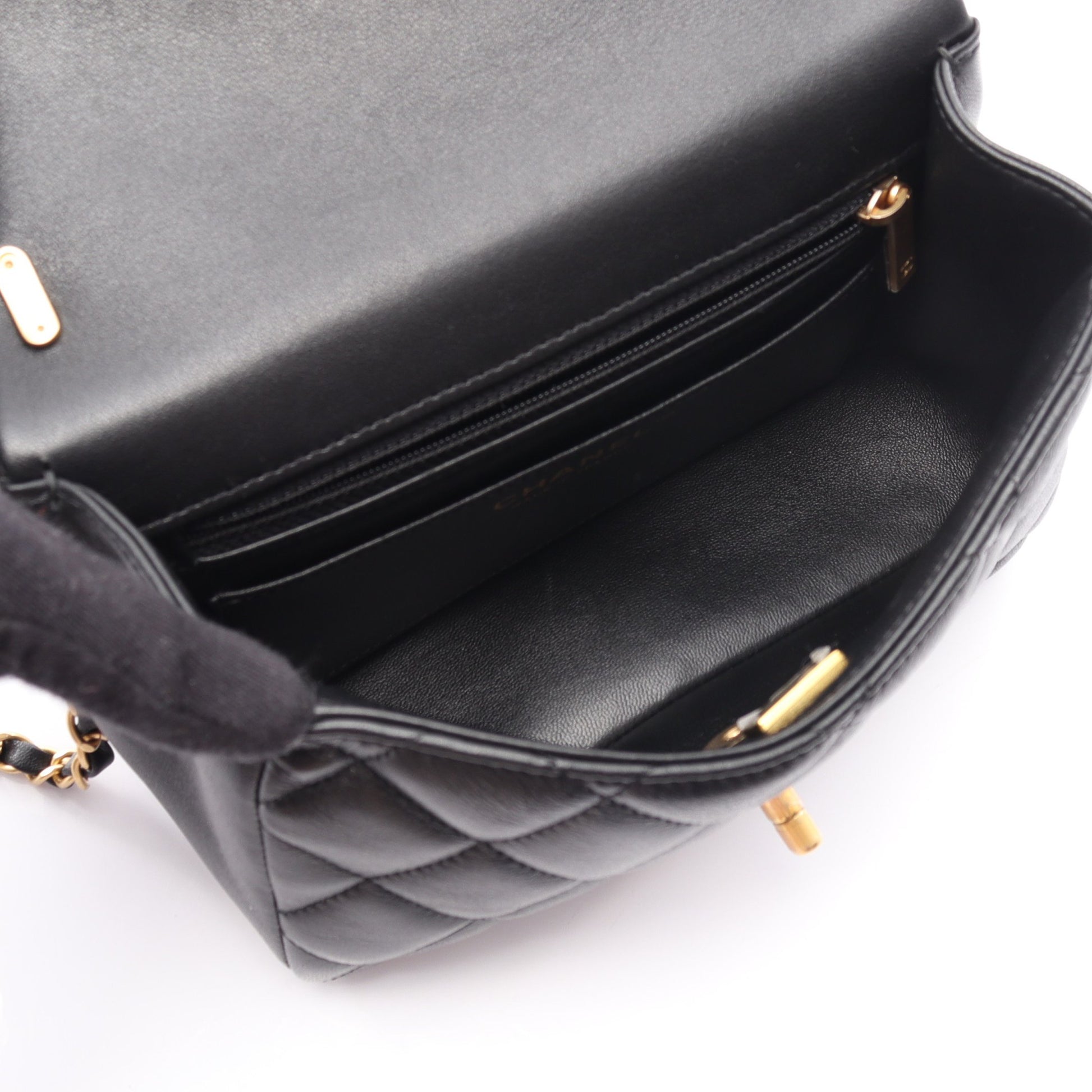 マトラッセ チェーンショルダーバッグ ラムスキン ブラック ゴールド金具 2WAY シャネル バッグ CHANEL