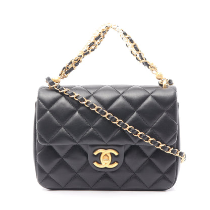 マトラッセ チェーンショルダーバッグ ラムスキン ブラック ゴールド金具 2WAY シャネル バッグ CHANEL