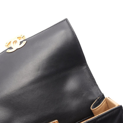 マトラッセ トップハンドル チェーンショルダーバッグ ラムスキン ブラック ゴールド金具 2WAY シャネル バッグ CHANEL