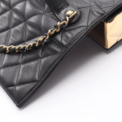 マトラッセ トップハンドル チェーンショルダーバッグ ラムスキン ブラック ゴールド金具 2WAY シャネル バッグ CHANEL