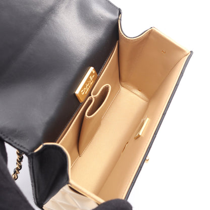 マトラッセ トップハンドル チェーンショルダーバッグ ラムスキン ブラック ゴールド金具 2WAY シャネル バッグ CHANEL