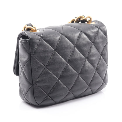 マトラッセ チェーンショルダーバッグ ラムスキン ブラック コンビ金具 シャネル バッグ CHANEL