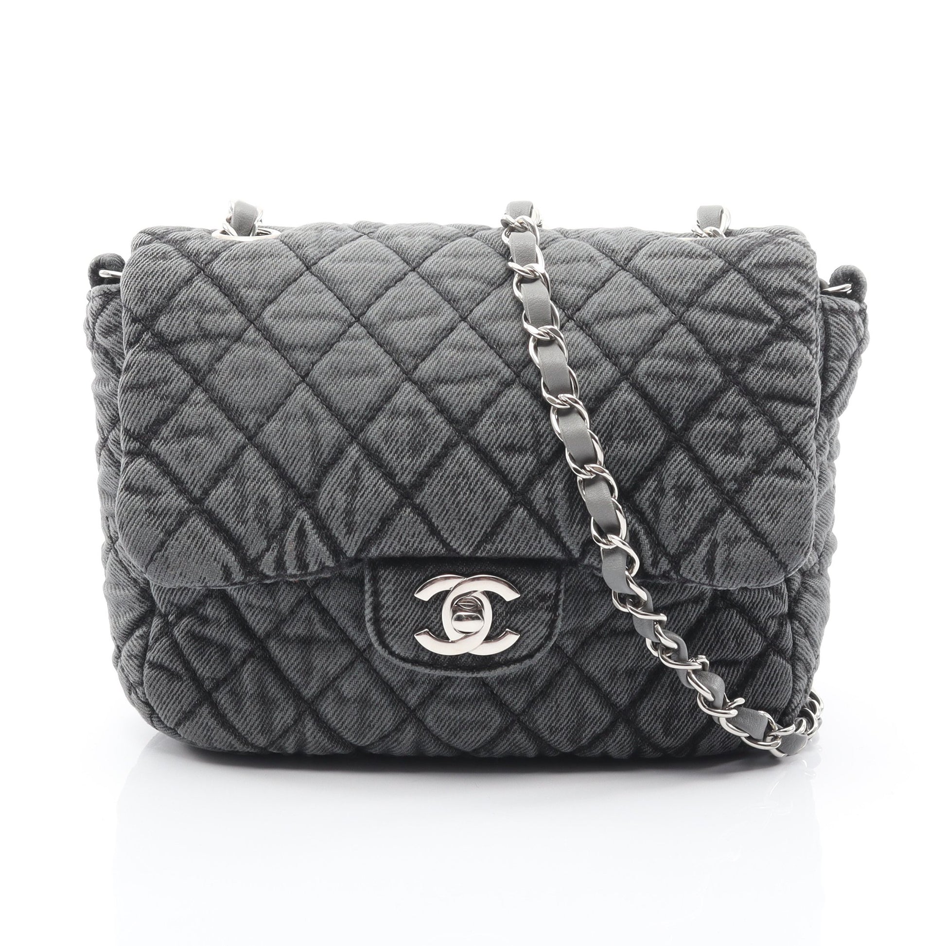 マトラッセ チェーンショルダーバッグ デニム ダークグレー シルバー金具 シャネル バッグ CHANEL