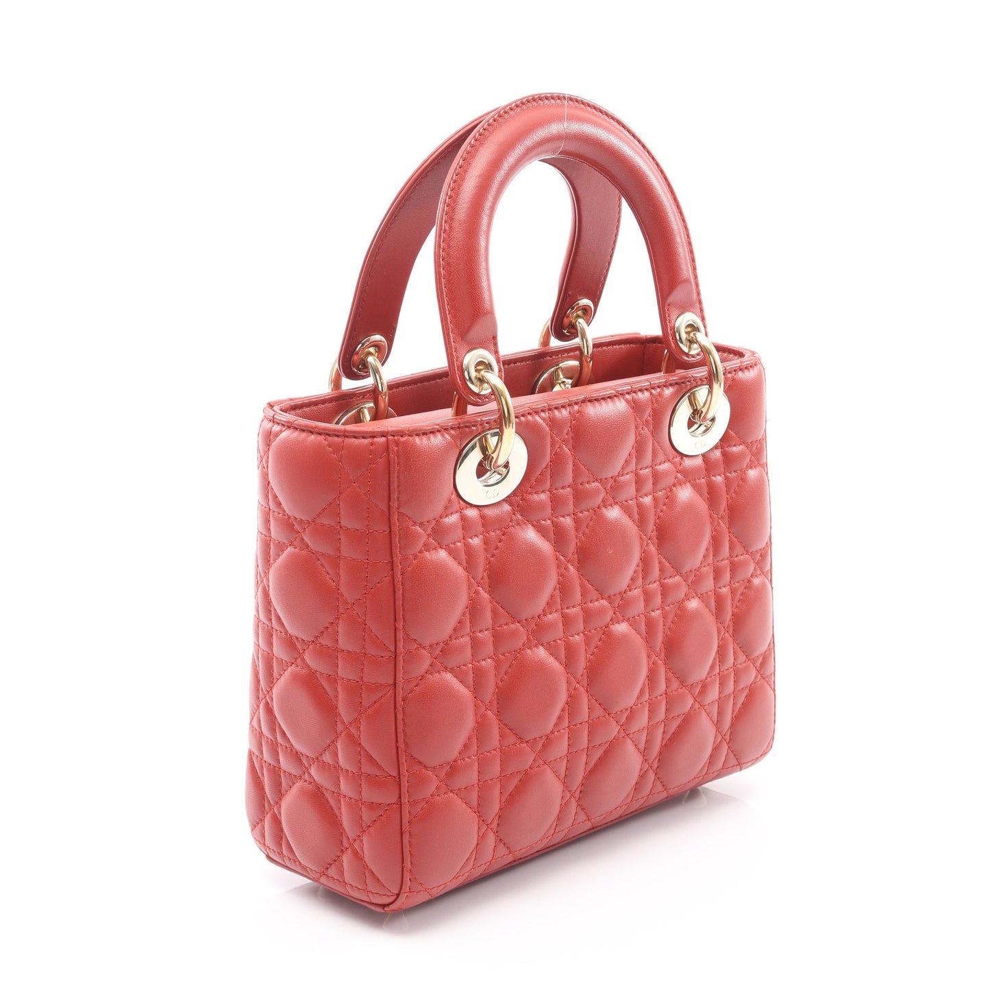 LADY DIOR MY ABCDIOR レディディオール スモール カナージュ ハンドバッグ レザー レッドブラウン 2WAY クリスチャンディオール バッグ Christian Dior