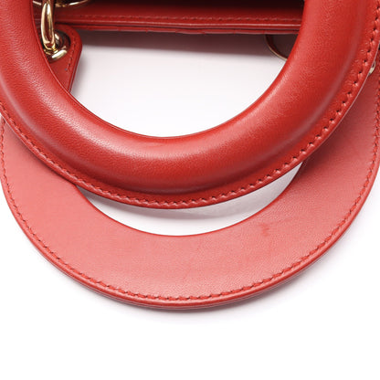 LADY DIOR MY ABCDIOR レディディオール スモール カナージュ ハンドバッグ レザー レッドブラウン 2WAY クリスチャンディオール バッグ Christian Dior