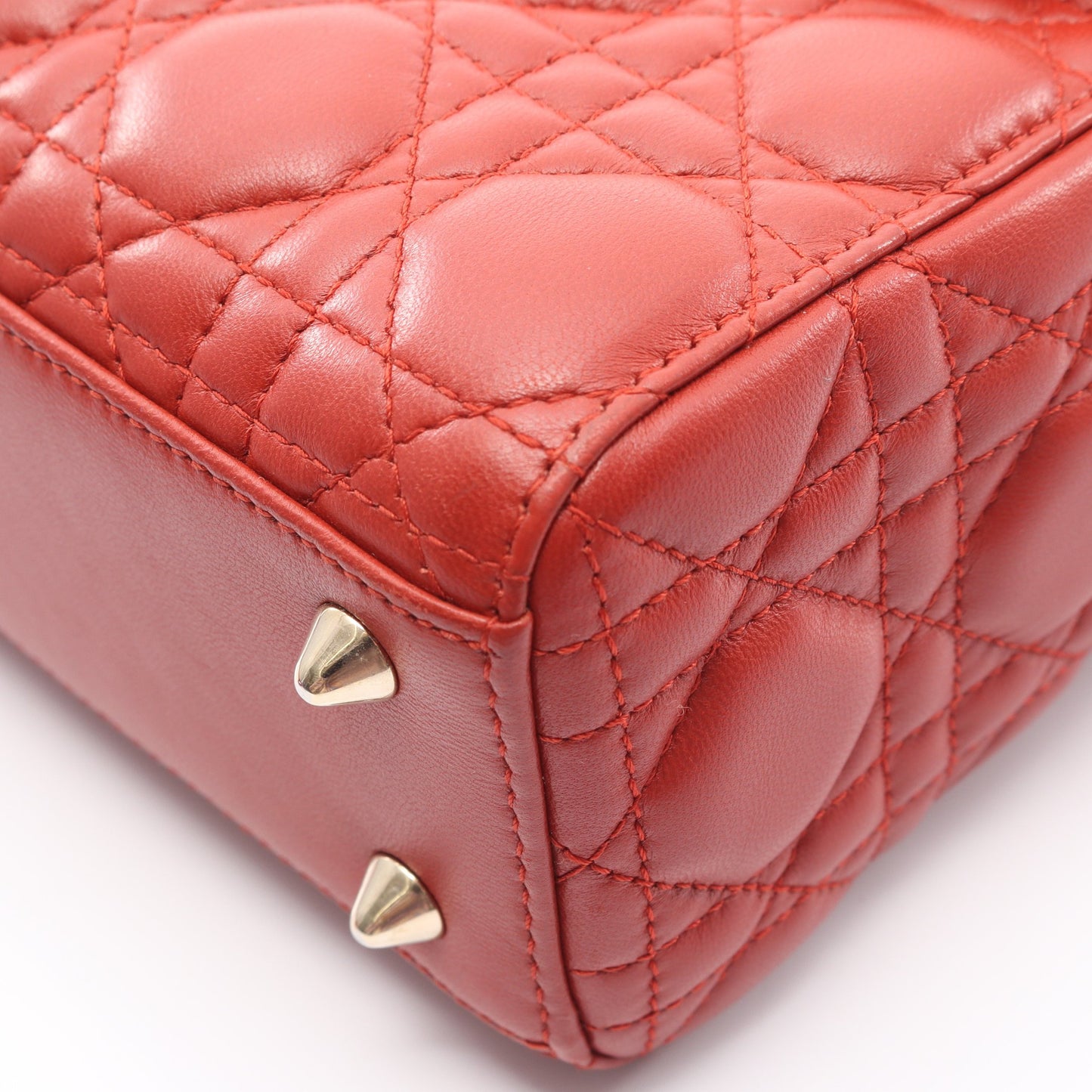 LADY DIOR MY ABCDIOR レディディオール スモール カナージュ ハンドバッグ レザー レッドブラウン 2WAY クリスチャンディオール バッグ Christian Dior