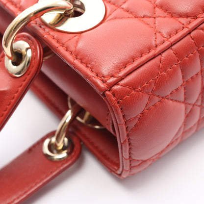 LADY DIOR MY ABCDIOR レディディオール スモール カナージュ ハンドバッグ レザー レッドブラウン 2WAY クリスチャンディオール バッグ Christian Dior