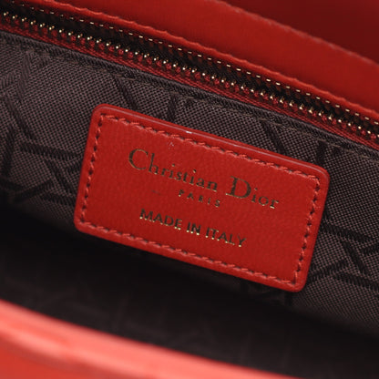 LADY DIOR MY ABCDIOR レディディオール スモール カナージュ ハンドバッグ レザー レッドブラウン 2WAY クリスチャンディオール バッグ Christian Dior