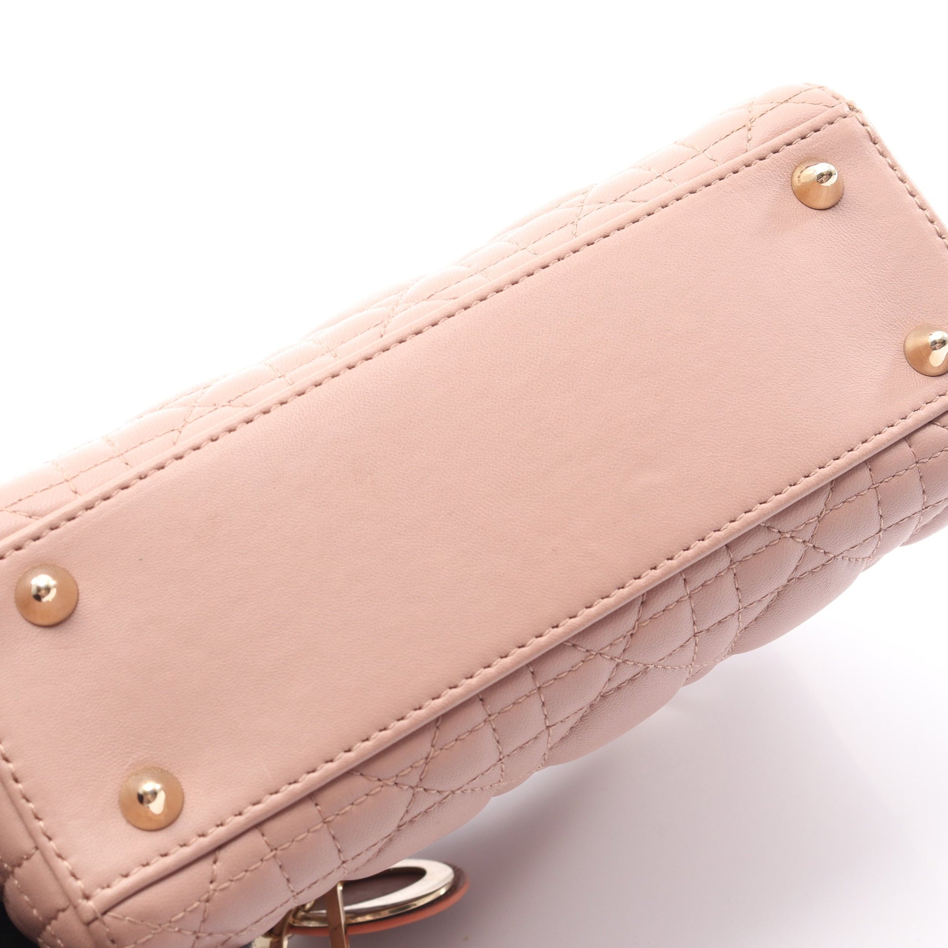 LADY DIOR MY ABCDIOR レディディオール スモール カナージュ ハンドバッグ レザー ピンクベージュ 2WAY クリスチャンディオール バッグ Christian Dior