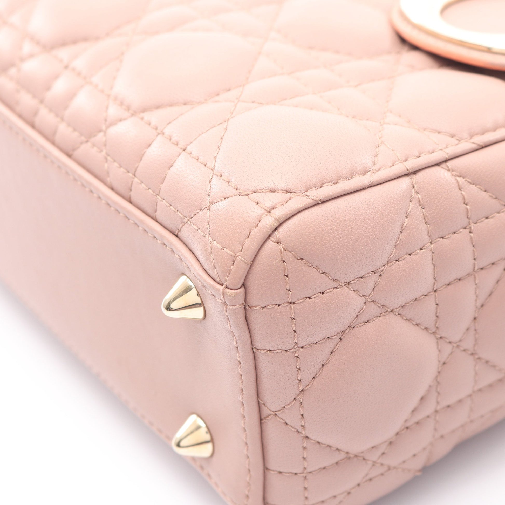 LADY DIOR MY ABCDIOR レディディオール スモール カナージュ ハンドバッグ レザー ピンクベージュ 2WAY クリスチャンディオール バッグ Christian Dior