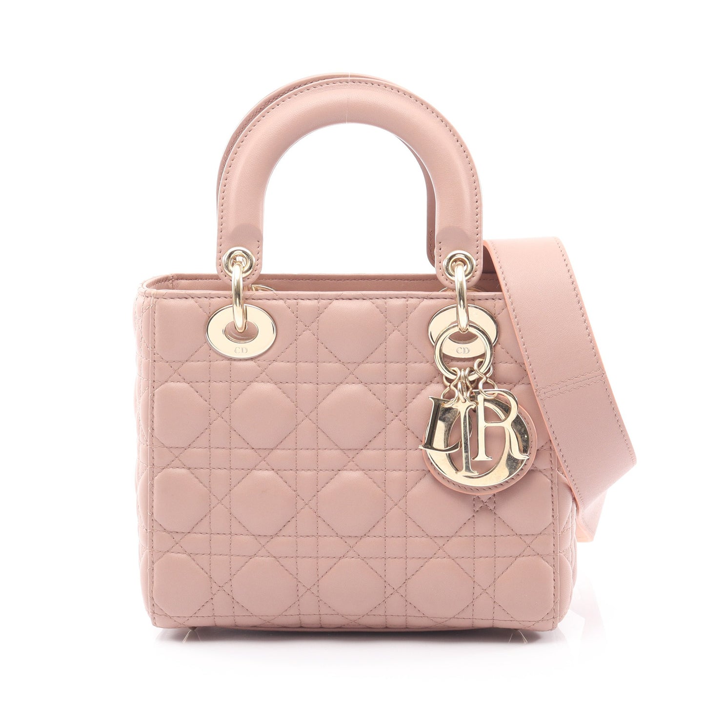 LADY DIOR MY ABCDIOR レディディオール スモール カナージュ ハンドバッグ レザー ピンクベージュ 2WAY クリスチャンディオール バッグ Christian Dior