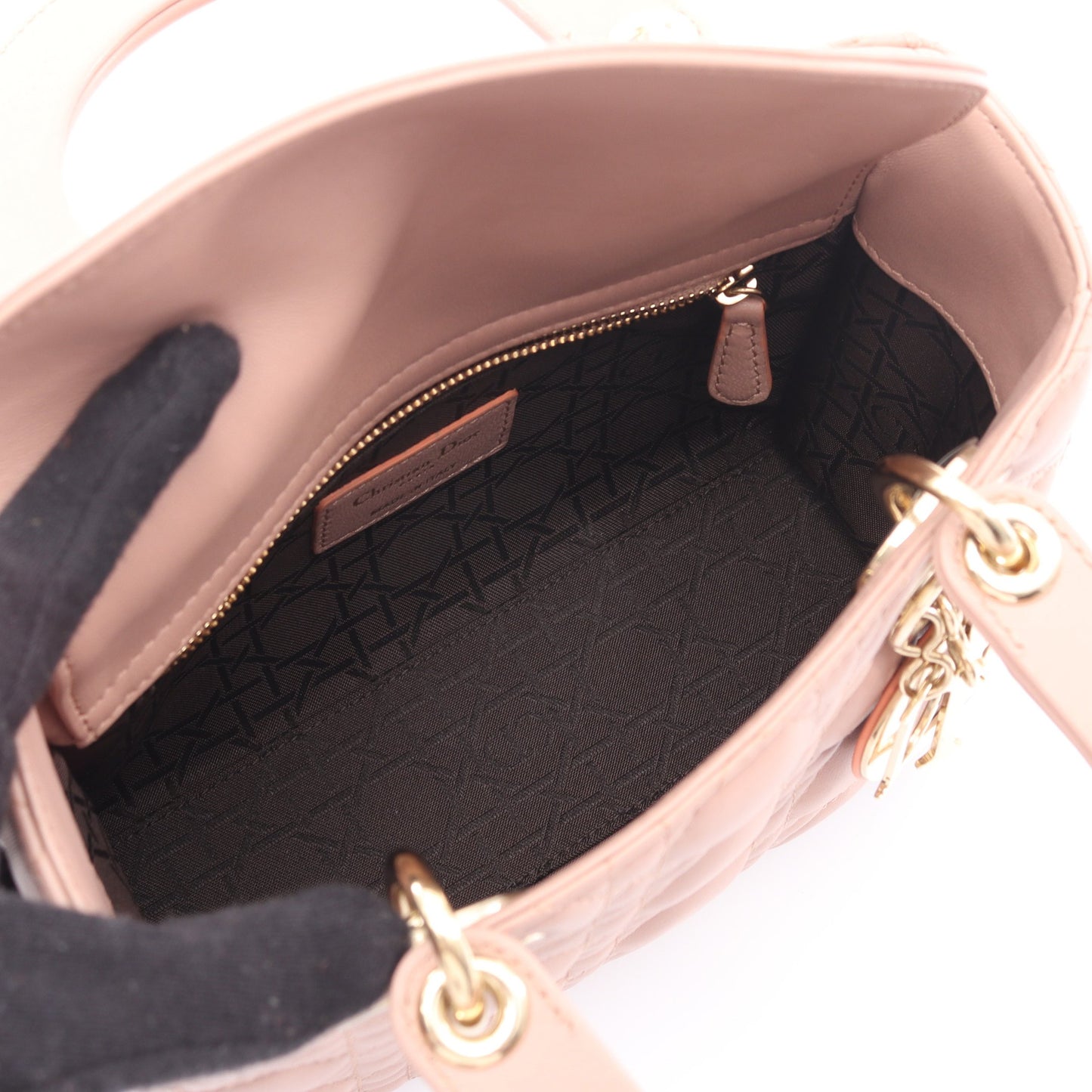 LADY DIOR MY ABCDIOR レディディオール スモール カナージュ ハンドバッグ レザー ピンクベージュ 2WAY クリスチャンディオール バッグ Christian Dior