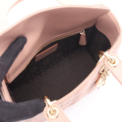LADY DIOR MY ABCDIOR レディディオール スモール カナージュ ハンドバッグ レザー ピンクベージュ 2WAY クリスチャンディオール バッグ Christian Dior