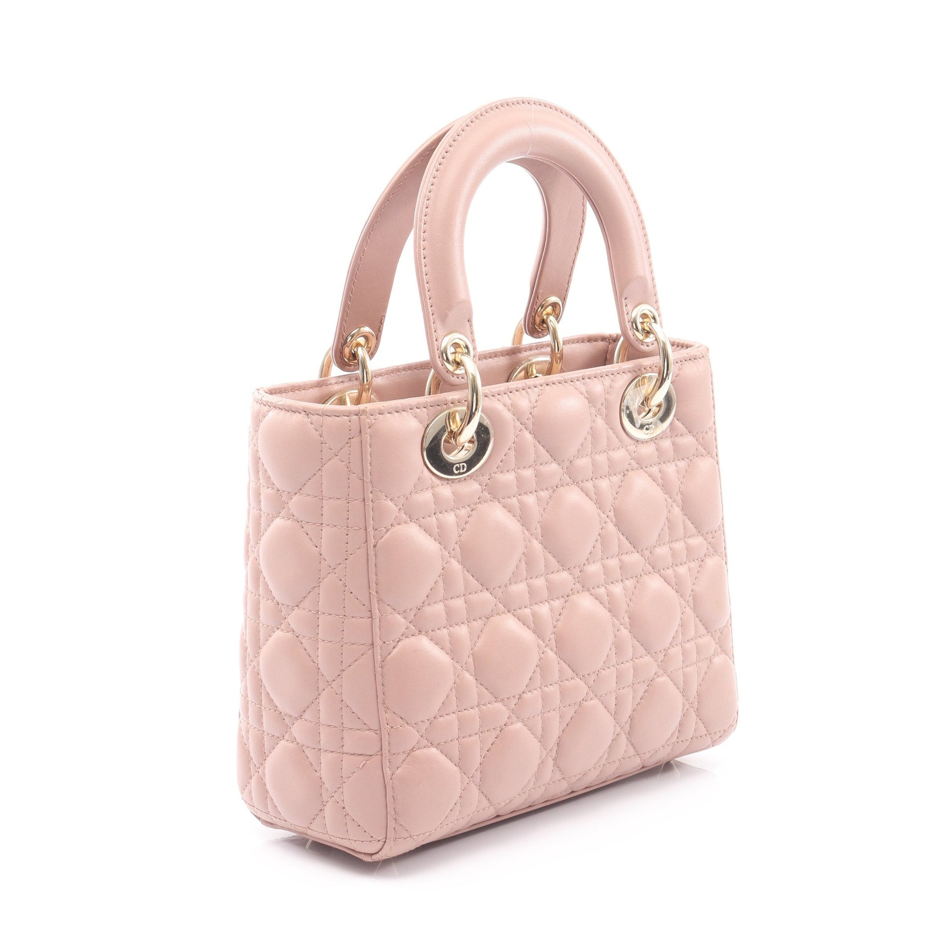 LADY DIOR MY ABCDIOR レディディオール スモール カナージュ ハンドバッグ レザー ピンクベージュ 2WAY クリスチャンディオール バッグ Christian Dior