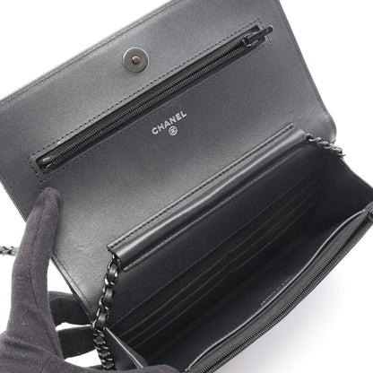 マトラッセ チェーンウォレット ラムスキン ダークグレー ブラック金具 シャネル バッグ CHANEL
