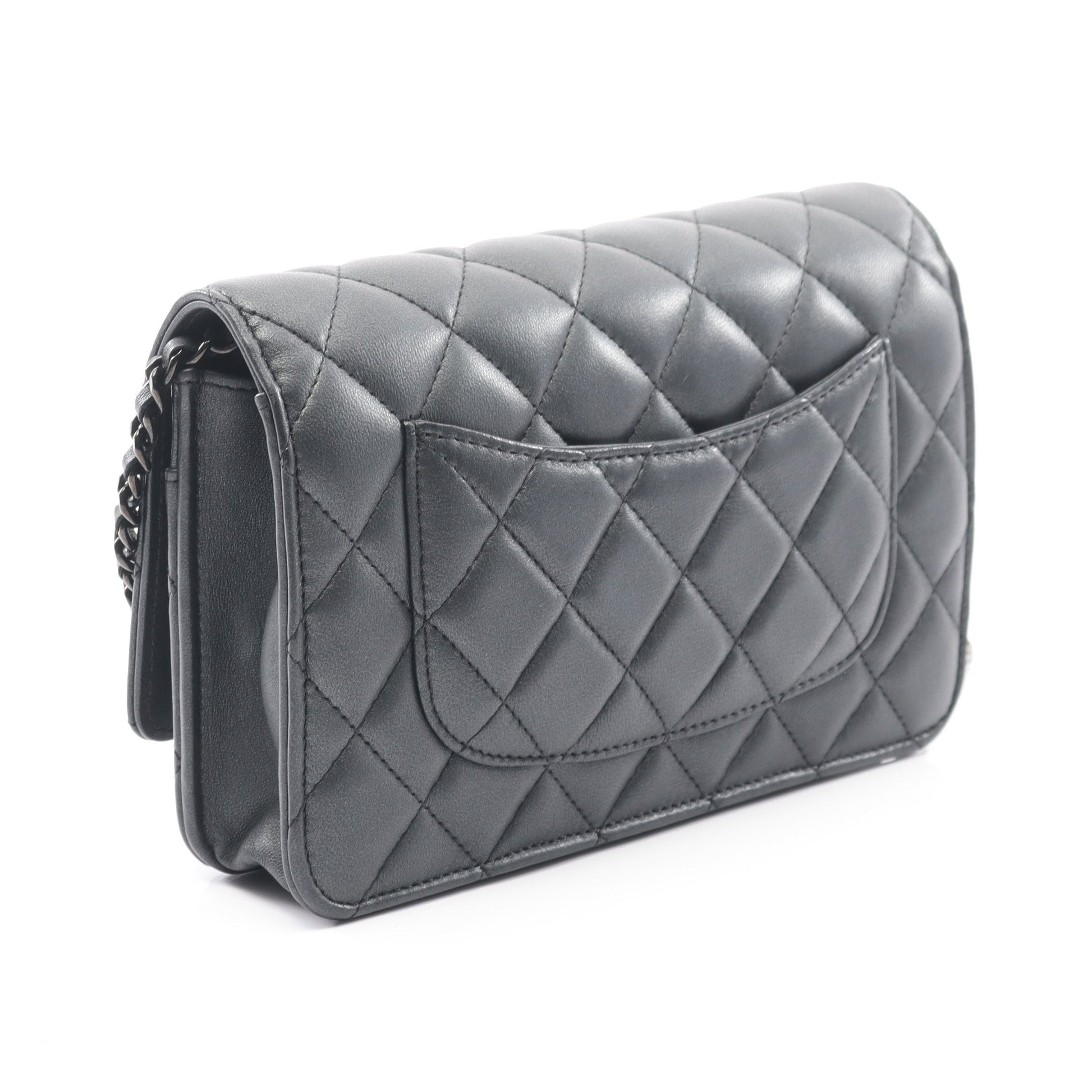 マトラッセ チェーンウォレット ラムスキン ダークグレー ブラック金具 シャネル バッグ CHANEL