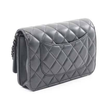 マトラッセ チェーンウォレット ラムスキン ダークグレー ブラック金具 シャネル バッグ CHANEL