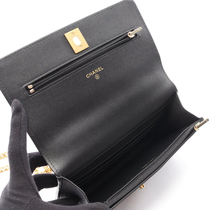 マトラッセ チェーンショルダーバッグ キャビアスキン ブラック ゴールド金具 シャネル バッグ CHANEL