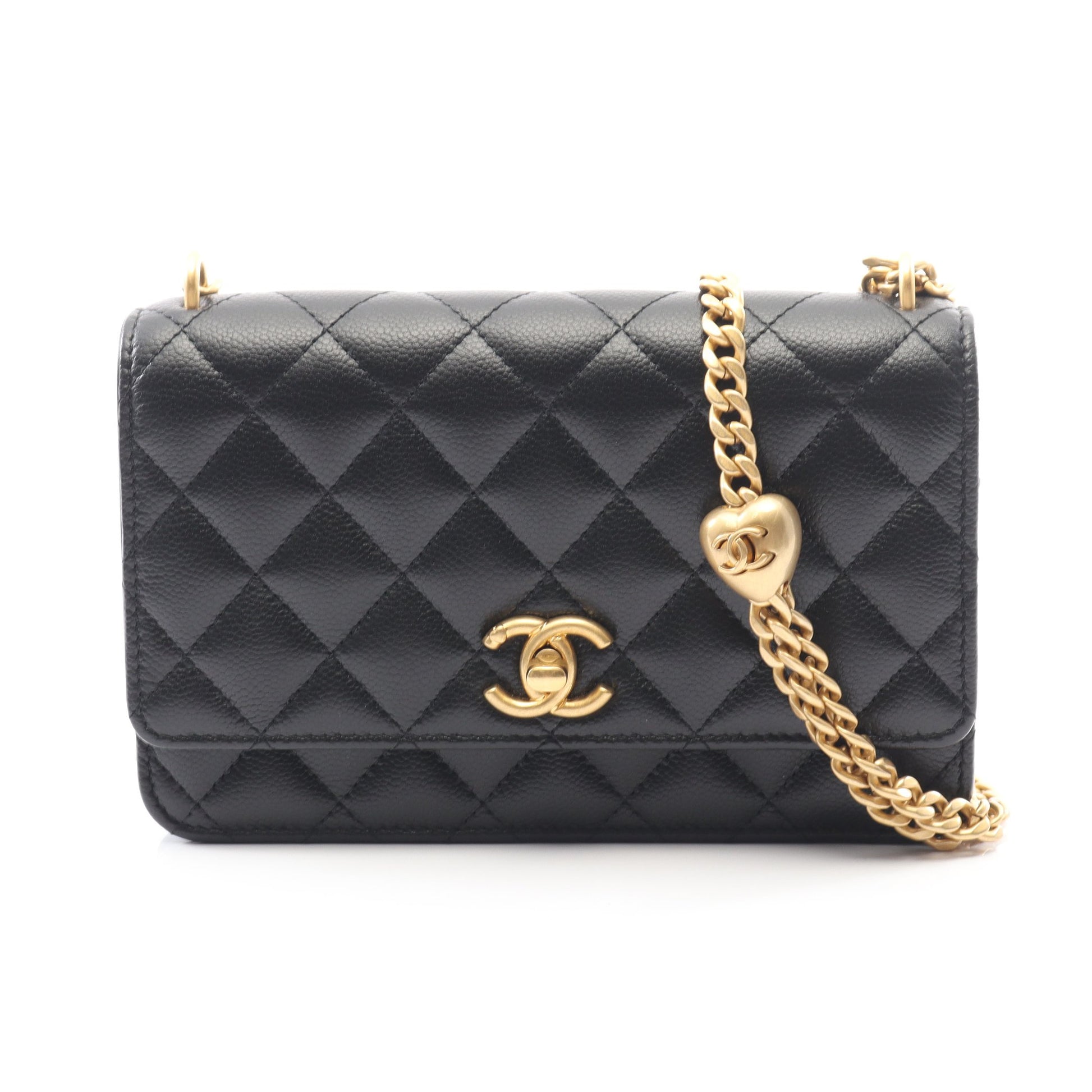 マトラッセ チェーンショルダーバッグ キャビアスキン ブラック ゴールド金具 シャネル バッグ CHANEL
