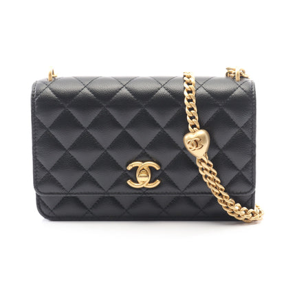 マトラッセ チェーンショルダーバッグ キャビアスキン ブラック ゴールド金具 シャネル バッグ CHANEL