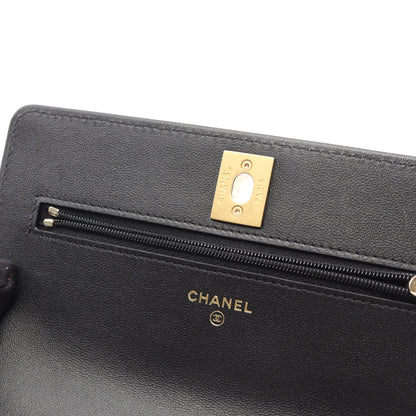 マトラッセ チェーンショルダーバッグ キャビアスキン ブラック ゴールド金具 シャネル バッグ CHANEL
